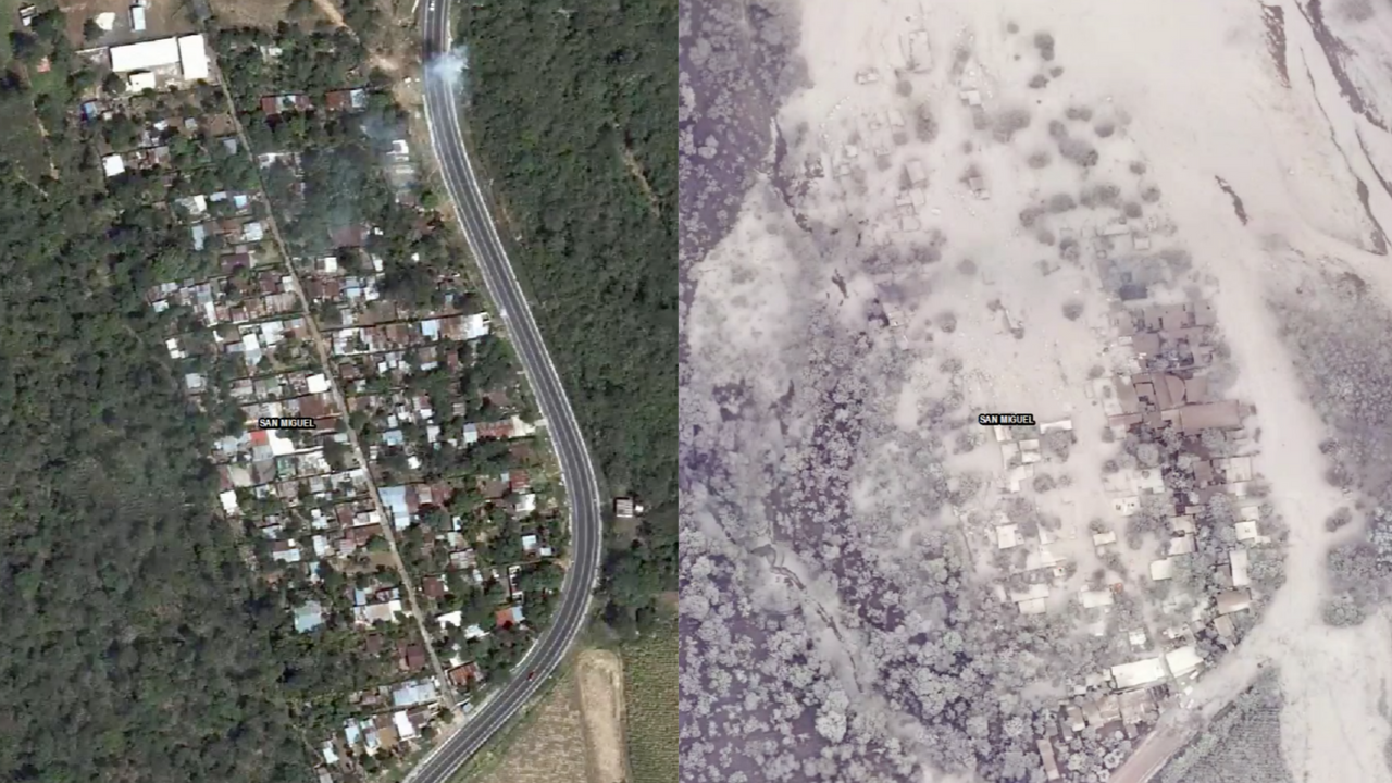VIDEO Volcán de Fuego: El antes y después de la erupción, visto desde el aire